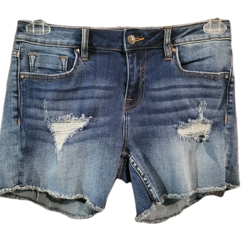 Vigoss Marley Cut Off Denim Shorts Size 26 x 4.5 Mid Rise Medium Wash Distressed